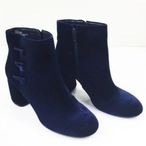 45. Nine West Khraine Ankle Bootie Blue Velvet